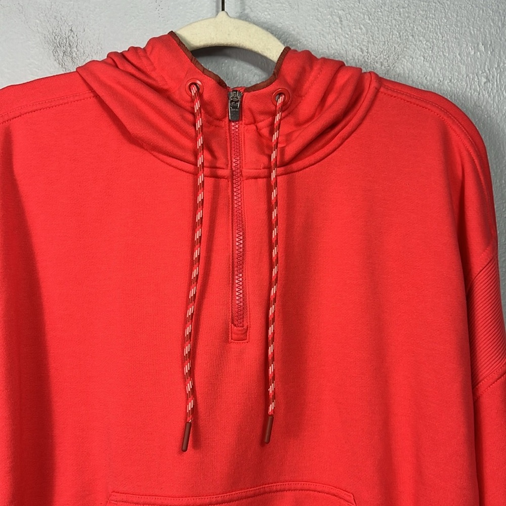 Athleta Coral Orange 1/4 Zip Long Sleeve Hoodie Sweatshirt Small - Picture 2 of 10